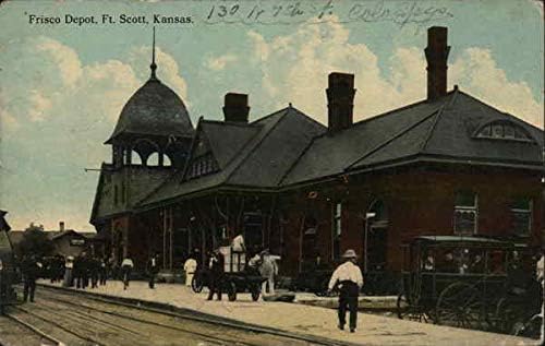 Frisco Depot Fort Scott, Kansas KS Eredeti Antik Képeslap, 1914