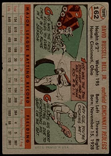 1956 Topps 162 WHT Gus Bell Cincinnati Reds (Baseball Kártya) (Fehér Vissza) FAIR Vörösök