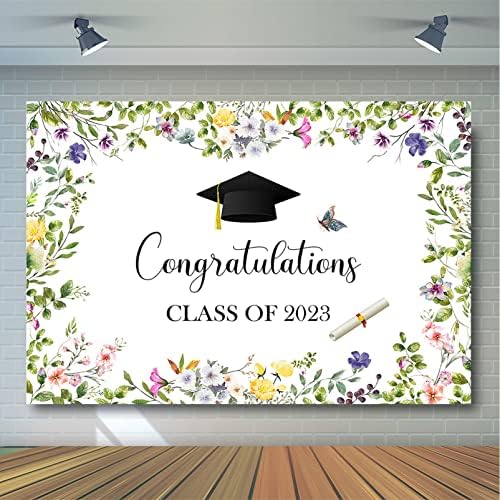 Avezano Virágos Érettségi Hátteret Gratulálok Osztály 2023 Érettségi Party Dekoráció, Növényzet, a Virágok Congrats Grad Fotózás