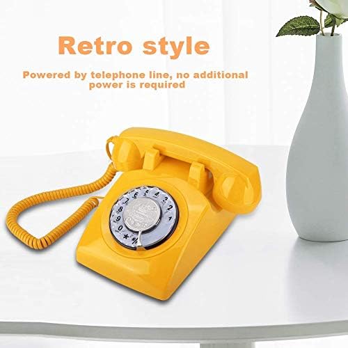 Retro Design Dektop Telefon, Klasszikus, Régi Vágású Forgó Tárcsa Vintage Vezetékes Telefon, a Lányok Otthon Dekoráció(Sárga)
