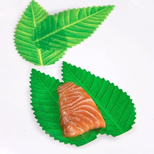 Operitacx 200pcs Mesterséges Levél Sushi Lemez Dekoráció Hamis Zöld Levelek Sashimi Z Tálca Sushi Tál Étel Díszeket Japán Étterem Dekoráció