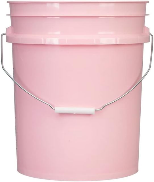 A ház Naturals 5 Liter Rózsaszín Élelmiszer Minőségű Műanyag Tároló Vödör (Csomag 3) Made in USA (Rózsaszín Vödör Nélkül Fedéllel)