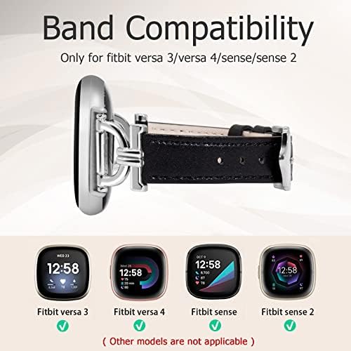 HAYONLIY Bőr Zenekarok Kompatibilis a Fitbit Értelemben, 2/Fitbit Versa 4, Fitbit Sense/Fitbit Versa 3, Karcsú, Elegáns Csere