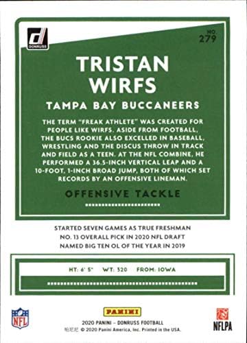 2020 Donruss 279 Tristan Wirfs Tampa Bay Buccaneers RC Kezdő NFL Labdarúgó-Trading Card