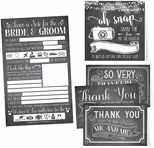 25 Rusztikus Esküvői Tanácsadás Kártyák Menyasszony & Vőlegény, 24 Köszönöm Esküvői Kártyák, 25 Esküvői Hashtag Jel, Esküvői Köszönöm