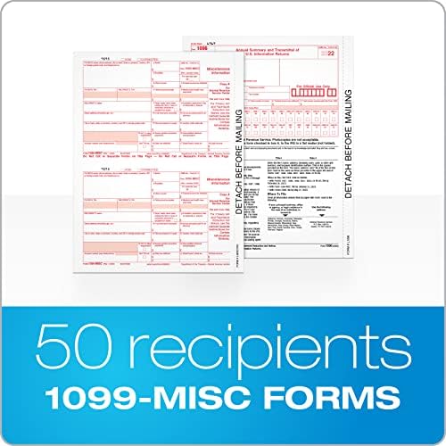 Adams 1099 MISC 2 Formák 2022, 5 Rész 1099 Formák, Lézer/Tintasugaras Adó Formájában Határozza 50 Címzettek, magában Foglalja a 3 1096