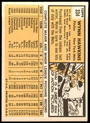 1963 Topps 334 Wynn Hawkins New York Mets (Baseball Kártya) EX/MT Mets