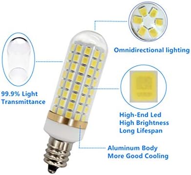 E12 LED Izzó Szabályozható C7 Led Izzó 7W Egyenértékű Halogén Gyertyatartót 65 w-os Izzók,Napfény, Fehér 6000K E12 Mennyezeti