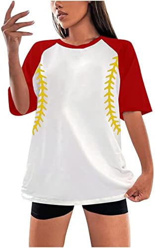 MRGIINRI Baseball Mama Póló Női Nyári Divat Softball Rövid Ujjú Póló Maximum Alkalmi Túlméretezett Szabadon Szerelt Blúz