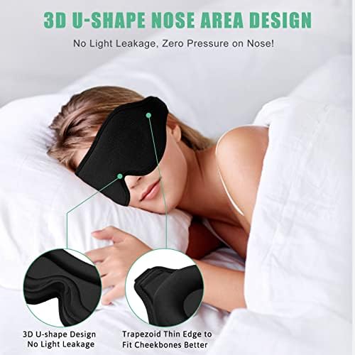 Alvómaszk Férfi & Nő, 2 Csomag 3D Kontúros Szem Maszk Alszik, Állítható Pánt, BeeVines Öntött Este Szem Aludni Maszk Szemmel, Puha, Lélegző