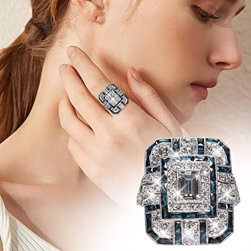 2023 Új Luxus Teljes Gyémánt Körte Alakú Gyűrű, Ékszerek, Szülinapi Javaslat Menyasszonyi Eljegyzési Parti Gyűrű Mérete 8 Gyűrűk a Nők (Kék,