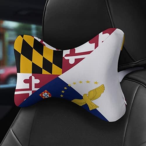 Maryland Azori-szigetek Zászló Autós nyakpárna 2 Csont Alakú Auto Fejtámla Párna Párna Utazási Autó Haza Dekoratív
