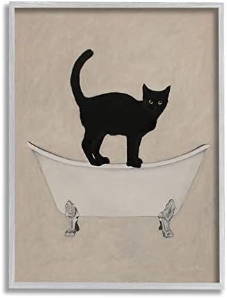Stupell Iparágak Fekete Macska Egyszerű Karmos Láb Fürdőkádas Fürdőszoba Festés, Design by Coco de Paris