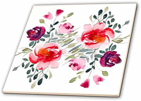 3dRose 3DRose Mahwish - Virág nyomtatási Kép, piros, rózsaszín rózsa - Csempe (ct-371781-1)