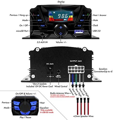 GoHawk TS3 i. Mózes 3 Motoros Időjárásálló Bluetooth Hangszóró 7/8-1.25-ben. Kormánycsőtartót MP3-Lejátszó Hang Audio Sztereó