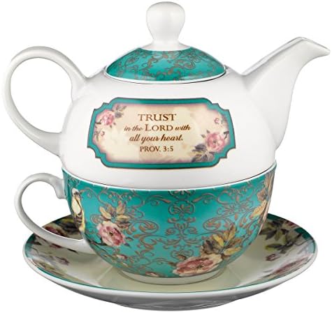 Kerámia Teáskanna Meghatározott Bízz az Úrban Példabeszédek 3:5 Madarak, Virágok Tea Egy Meghatározott Teás Csészét A Nők