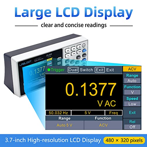 Labloot LB1041 USB Digitális Multiméter, 3.7 Inch LCD Képernyő 55000 Számít Valódi RMS Hőmérséklet Mini Asztali Méter