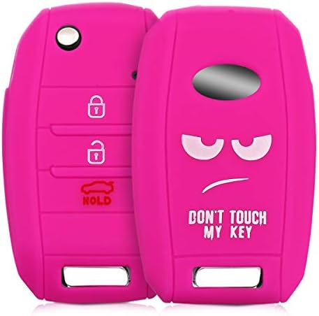 kwmobile Szilikon kulcstartó Cover Kompatibilis Kia 3-4 Gombot Autó Kulcs - Ne Érintse meg A Gombot, Fehér/Sötét Rózsaszín