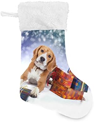 ALAZA Karácsonyi Harisnya Fiatal Beagle a Karácsonyi Ajándékokat Klasszikus Személyre szabott Nagy Harisnya Dekoráció, Családi ünnepek Fél