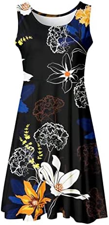 Női Virág Nyomtatás Ruha 2023 3D Virágos Grafikus Ujjatlan Midi Ruhák Nyári Vékony, Magas Derék Egy Vonal Ruha