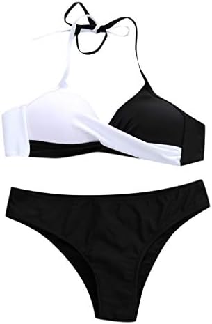 JQUEBGU Bikini Szett Nők számára Push Up kétrészes Fürdőruha Szexi nyakpánt Bikini fürdőruha Csavar Colorblock Fürdőruha