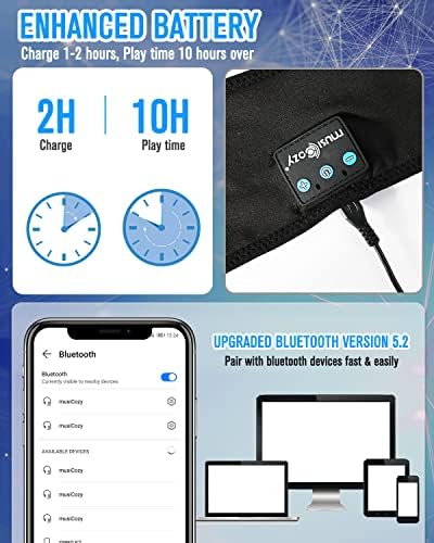 MUSICOZY Bluetooth 5.2 Modul & Hangszórók Aludni Fejhallgató Szem Maszk & Bluetooth Fejpánt Töltő Kábel