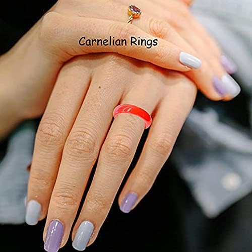 FUTIMELY Carnelian Kristály Gyűrű Carnelian Drágakő Zenekar Gyűrű a Nők Tini Lányok Carnelian Sima Kerek Fánk Gyűrű Ajándékok