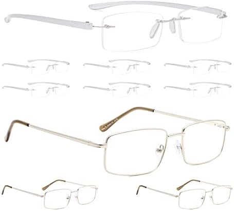 Földhasználati jogok 7 Csomag Keret nélküli Szemüvege + 3 darab Fém Olvasó Szemüveg (Összesen 10 Pár Olvasók +1.00)