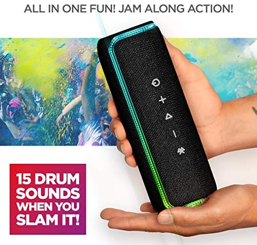 ION Audio Slam Jam-IPX7 Vízálló Bluetooth Hangszóró, Mikrofon, Újratölthető Akkumulátor, 15 Dob Hangzik, Aux Bemenet, USB Töltés