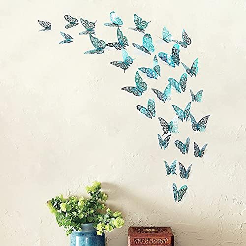 3D Teal Kék Pillangó Fali Matrica Smaragd Cserélhető Freskó Matrica a Nappali Lányok Hálószoba Haza Esküvő, Eljegyzés, Baba Zuhany Születésnapi
