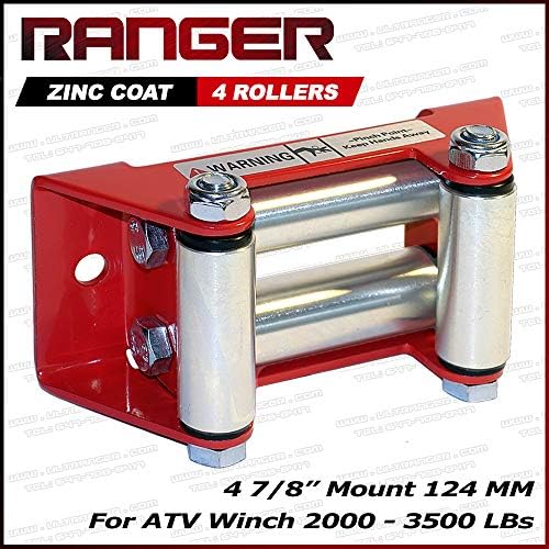 Ranger ATV Csörlő Roller Fairlead 4 7/8 (124MM) Mount a 2000-3500 LBs ATV Csörlő által Ultranger Fényes (Piros)
