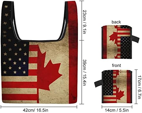Régi Amerikai, Kanadai Zászló Összecsukható Bevásárló Táskák Újrafelhasználható Bevásárló Táska Összecsukható a Csatolt Tok