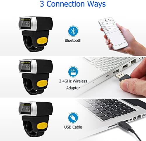Vezeték nélküli Bluetooth-Gyűrű Vonalkód olvasó, NetumScan 3 az 1-ben Hordozható vonalkód Szkenner, Hordható Ujját 1D 2D QR Kép Vonalkód