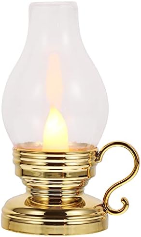NUOBESTY Flameless LED Elektronikus Gyertya, Lámpás Vintage Olaj asztali Lámpa Petróleum Lámpa Ünnep Ünnepi Esküvő Party Dekoráció (Arany)
