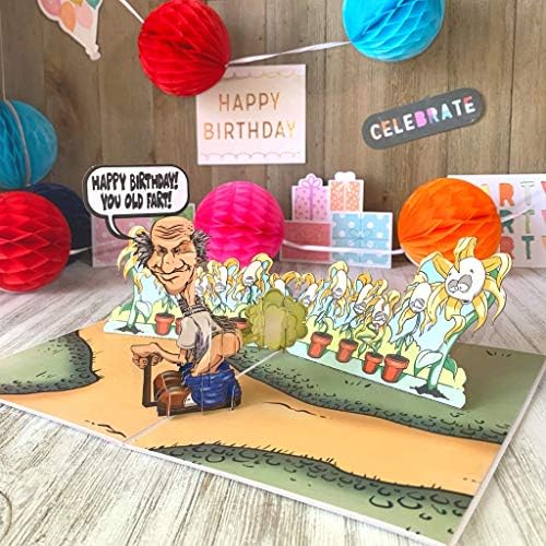 Apa Szülinapi Kártyát | Vicces felugró Szülinapi képeslapok Férfiaknak | 3D-Popup Az Öreg Bday Fing Öl Virágot | Tréfa Ajándékok Férje