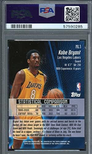 Kobe Bryant 2000 Topps No Limit Kosárlabda Kártya NL1 Osztályozott PSA 9