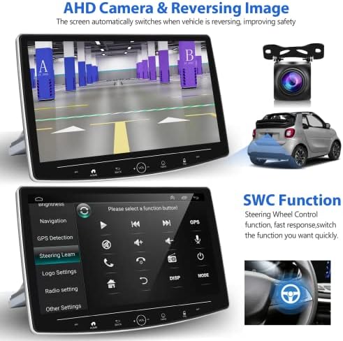 2G+32G Android Egységes Din autórádió Vezeték nélküli Apple Carplay, 10 Hüvelykes Állítható érintőképernyő, Bluetooth autórádió GPS Navigációs