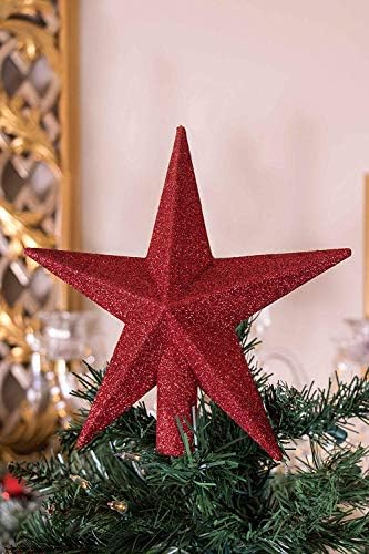 8 Hüvelykes Csillogott Csillag karácsonyfa Topper Csillag Treetop Fa Díszek a karácsonyfa Dekoráció, vagy a lakberendezés (Arany, Vörös)