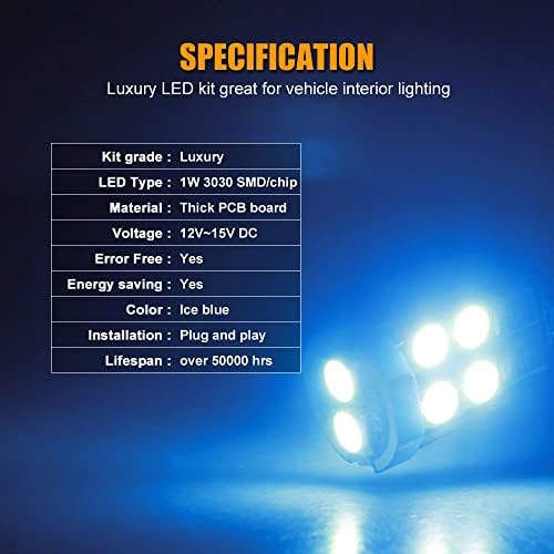 EBAIFUN 7-pc Jég Kék LED Lámpa Készlet Kompatibilis a Jeep Wrangler JK 2 Ajtós 4 ajtós 2007 2008 2009 2010 2011 2012 2013