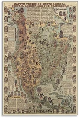 Térképészeti Őshonos Észak-Amerikai Törzsek - Élénk Térkép - a Régi Poszter - lakberendezés - Print, Vászon Fal Művészi Nyomatok a Fali