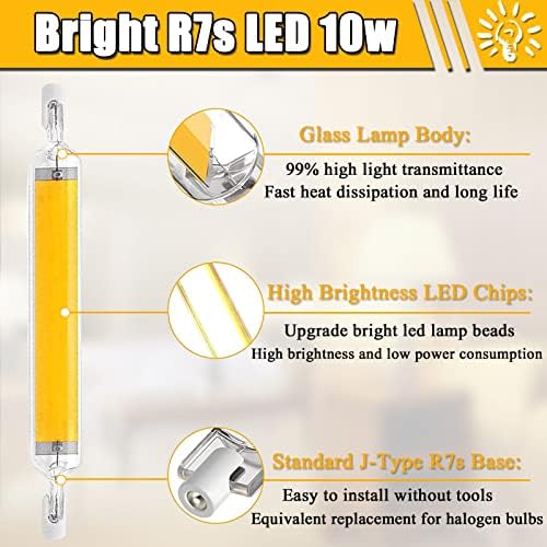 8Pack Szabályozható T3 LED Cső Egyenértékű Csere 100W Halogén Izzók 78mm R7s LED Izzó 10W Nagy Fényerejű, Kettős Végű Fény