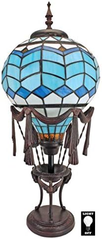 Design Toscano Le Flesselles Hőlégballon Megvilágított ólomüveg Szobor, asztali Lámpa, színes 27 Hüvelyk