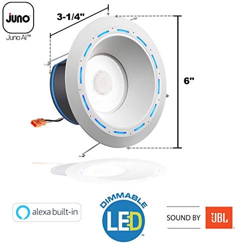 Juno Világítás 6-os Juno AI Okos Fény színhőmérséklet Hangolható Retrofit LED Süllyesztett JBL Hangszóró Beépíthető, Wi-Fi Képes, Beépített