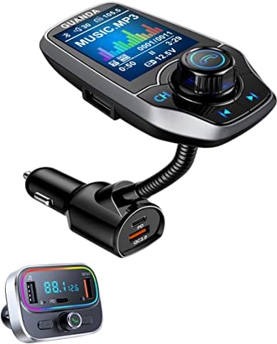 Bluetooth FM Transmitter Autós Vezeték nélküli Rádió Adapter Készlet W, 1.8 Színes Kijelző: kihangosított Hívás AUX in/Out SD/TF Kártya USB