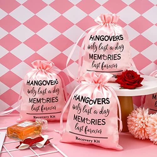 AnyDesign 10db Esküvői Másnaposság Kit Táskák Rózsaszín Lánybúcsú Szívességet Másnaposság Kit Táskák Nagy Húzózsinórral Ajándék Wrap