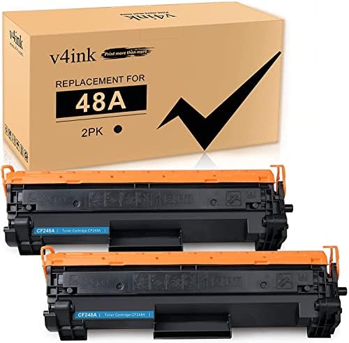 v4ink 2 Csomag Kompatibilis 48A Tonerkazetta Cseréje a HP 48A CF248A Toner Fekete Tinta használatra a HP Pro M15w M15a M16w