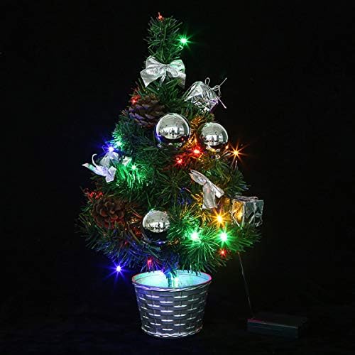 YiZYiF LED Mini karácsonyfa Ajándék, Dísztárgyak, Mesterséges Díszített Karácsonyi Fenyőfa Kis Karácsonyi Dekoráció Ezüst OneSize