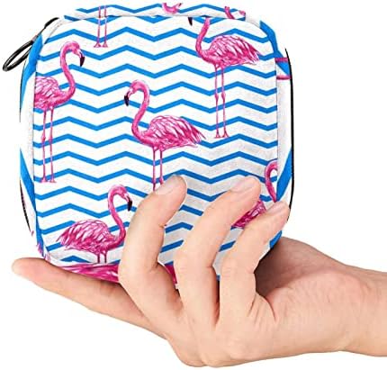 Intimbetétet Tároló Táska, Gyönyörű Rózsaszín Flamingók Geometriai Csík Menstruációs Csésze Hordtáska, Hordozható Egészségügyi