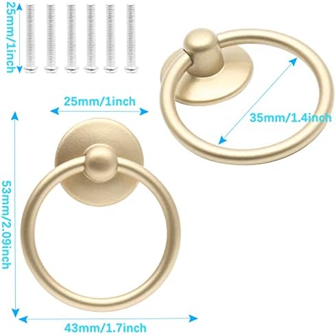 Piutouyar 12db Kabinet Gyűrűt Húzza Kezelni Vintage Csepp Gyűrű Fiókban Húzza Fém Gyűrű Gombok az Ajtó, Szekrény Csepp Komód(Arany,