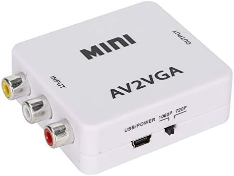 Qiilu RCA Vga RCA-Vga Átalakító Abs 480P Mini Cfor OMPosite Av-Vga Adapter, Tv Set Top Box o Video Converter (Fehér)